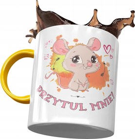 Sárga bögre egérrel Aranyos Ajándék Nyomtatott Fotóval