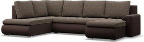 Tokio U sarokkanapé, 3 ágyneműtartóval, fonott + műbőr, baloldali, barna