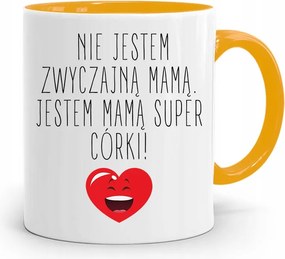 Sárga Bögre Anyukáknak Szuper Lányok Anyukája Vagyok, fényképes nyomattal