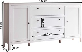 Komód 2D3S, fehér, OLJE