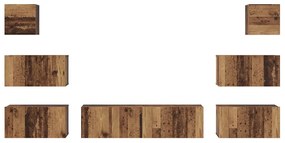 TV szekrény garnitúra 8 pcs Régi fa 60 x 30 x 30 cm Faanyag