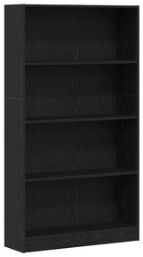4 szintes fekete tölgy szerelt fa könyvespolc 80x24x143 cm