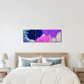 Színes virágok képe (órával) (90x30 cm)