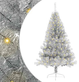 Mesterséges, előre világított karácsonyi fa Ezüst 150 cm PET