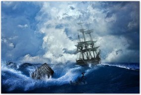 Poszterek 120x80 Vihar Tenger Hajó Tájkép