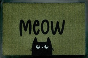Lábtörlő bejárati szőnyeg|Billboard Meow in syle green Cica 50x75cm