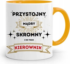 Sárga Bögre Vezetőnek Jóképű Bölcs Szerény fényképes nyomtatással