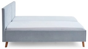 Világoskék kárpitozott franciaágy ágyráccsal 180x200 cm Piano – Meise Möbel