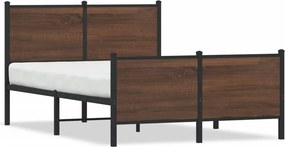 vidaXL barna tölgy színű fém ágykeret matrac nélkül 120 x 190 cm