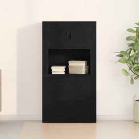 Fekete Tölgy Magas Szekrény 80x33x150 cm Szerelt Fa
