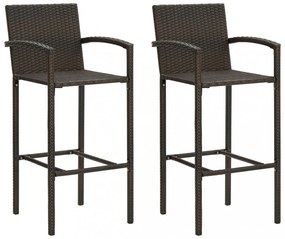 3 részes barna polyrattan kerti bárszett kartámasszal