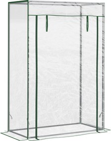 Outsunny Üvegház PE Rácsos Fóliával, Ajtóval, Télen Használható Fém Üvegház, Erkélyre, Kertbe, Paradicsomház 100 x 50 x 150 cm | Aosom