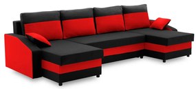 Sparta sarokkanapé, 1 ágyneműtartóval, szövet anyag, univerzális oldal, bonell töltet, fekete - piros