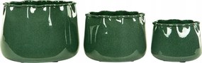 3 db Blani Zománcozott Virágtartó Zöld
