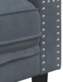 2 részes sötétszürke bársony Chesterfield kanapészett párnákkal