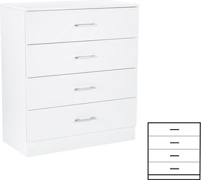 Miami komód 4 fiókos 80x92 cm fehér-fehér