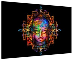 Kép - Buddha mellszobra neon színekben (90x60 cm)