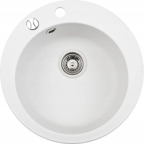 Gránit Mosogató Konyhai mosogató kerek egymedencés Rado fehér