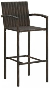 5 részes barna polyrattan kültéri bárszett kartámasszal
