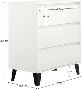 Komód, fehér, BOGAN NEW 3S70