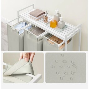 3 rekeszes szennyestartó, törtfehér