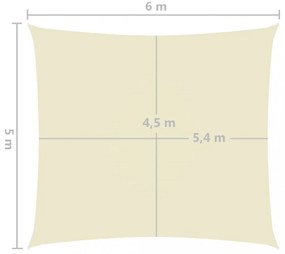 krémszínű téglalap alakú oxford-szövet napvitorla 5 x 6 m
