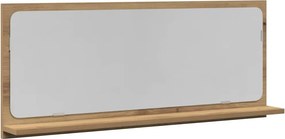 vidaXL Tükörpolc polcokkal kézműves tölgy 90 x 10,5 x 37 cm Faanyag