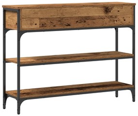 Konzol Asztal Régi Fa 100x25x75 cm Mérnöki Fa és Acél