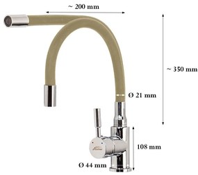 Corin álló mosogató csaptelep flexibilis kifolyócsővel bézs