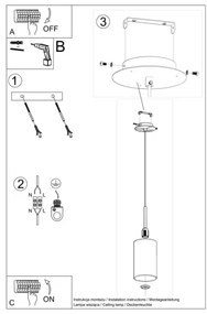 Sollux SL.0742 - Csillár zsinóron OTTO 1xE27/60W/230V á. 15 cm fekete