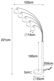 Állólámpa fekete arannyal és füstüveggel 5-lámpás - Zuzanna