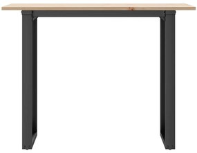 Tömör fenyőfa és acél étkezőasztal O-vázzal 100x50x75 cm