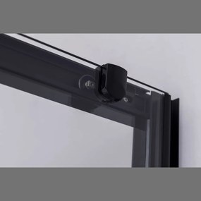 Stuxi Nizza Black 120x70 cm aszimmetrikus két tolóajtós zuhanykabin 6 mm vízlepergető biztonsági üveggel, fekete elemekkel, 190 cm magas