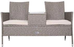 Casaria® Kerti rattan pad asztallal - homok