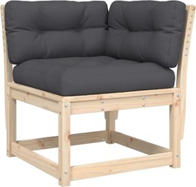 vidaXL tömör fenyőfa kerti sarokkanapé párnával 73 x 73 x 78 cm