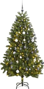 vidaXL csuklópántos műkarácsonyfa 300 LED-del és gömbökkel 270 cm