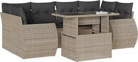 vidaXL 7 részes világosszürke polyrattan kerti ülőgarnitúra párnákkal