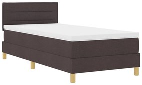 Box Spring Ágy Matraccal &amp; LED Sötétbarna 80x200 cm Textil