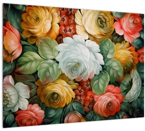 A festett virágcsokor képe (üvegen) (70x50 cm)