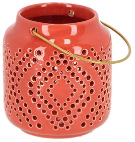 Kerámia lámpás, rozsdavörös, 11 cm