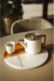 Elefántcsont színű rozsdamentes acél teáskanna szűrővel 1,1 l Duet Narvik – Bredemeijer