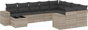vidaXL 10 részes világosszürke polyrattan kerti ülőgarnitúra párnákkal