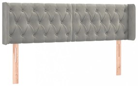 világosszürke bársony LED-es fejtámla 147 x 16 x 78/88 cm