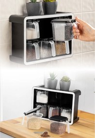 7 részes műanyag fűszertartó készlet állvánnyal 550 ml