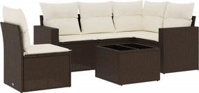 vidaXL 6 részes barna polyrattan kerti ülőgarnitúra párnával