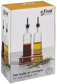 Olaj- és ecettartó üveg bambusz állványon GUSTO, 2x 480 ml