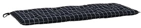 2 db fekete kockás szövet kerti padpárna 120 x 50 x 7 cm