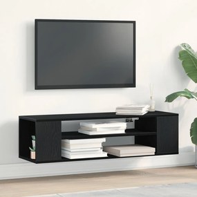 Falra szerelhető TV szekrény, fekete tölgy, 100x30x26,5 cm, műgyanta