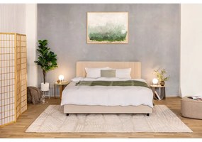Bézs kárpitozott ágyneműtartós franciaágy ágyráccsal 180x200 cm Myra Slim Line – Bonami Selection