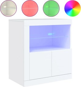 vidaXL fehér tálalószekrény LED-világítással 60,5 x 37 x 67 cm